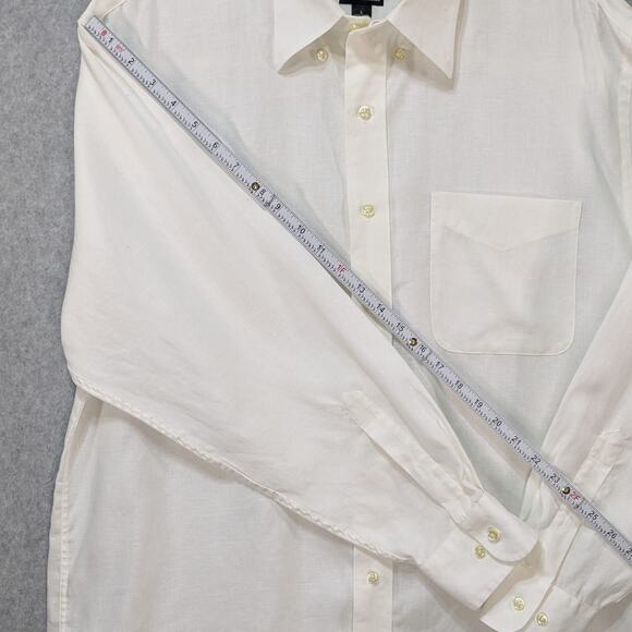 Jos A Bank Mens XXL Traveler Collection White 100% Linen Button Up Shirt - Picture 8 of 9